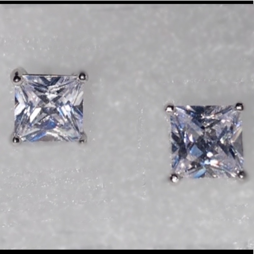 Princess cut earrings.